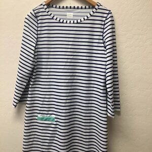 Cabana Navy White Stripe Shift Dress Cover Up Size L